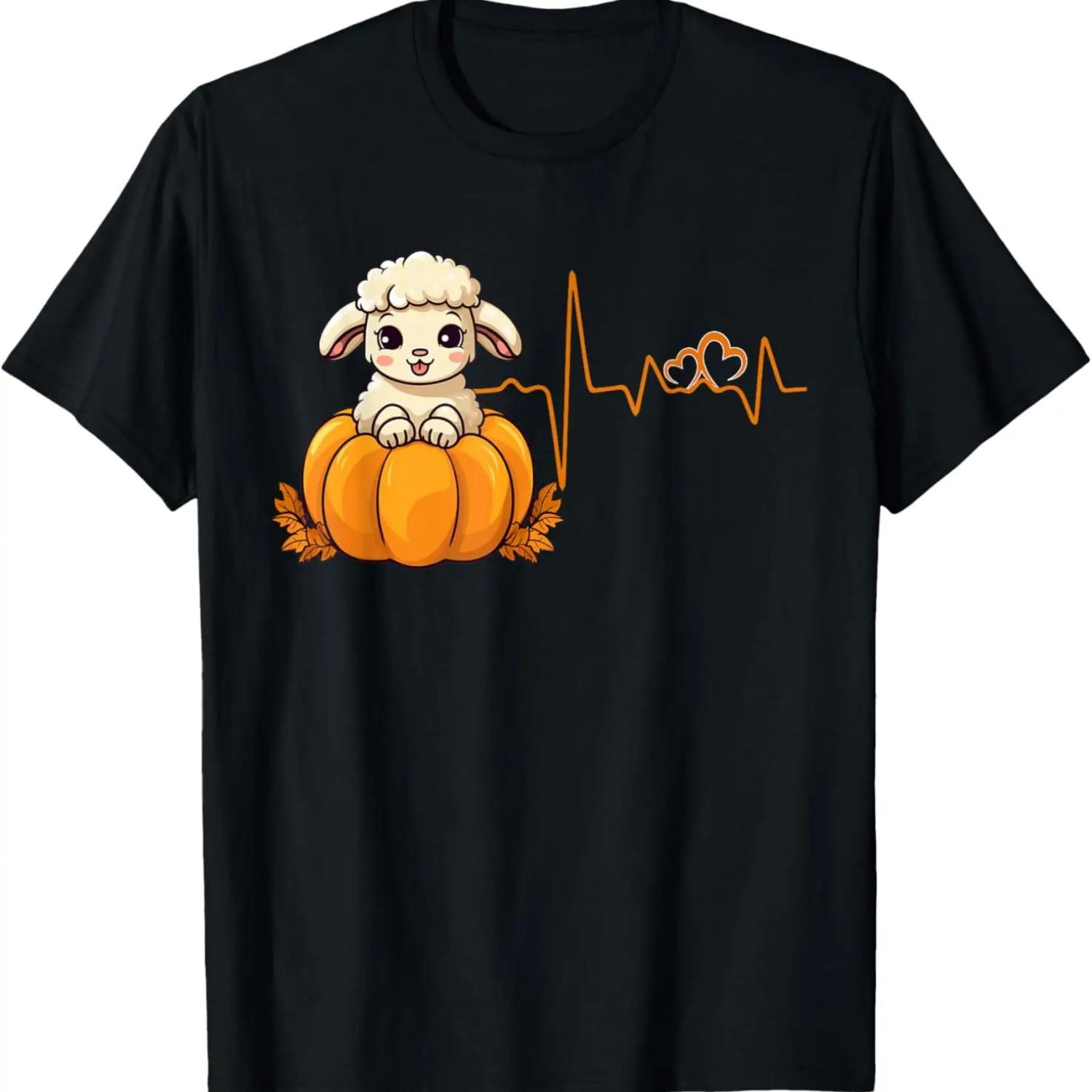 

Sheep Pumpkin EKG ECG Heartbeat Halloween Costume T-Shirt S чёрный