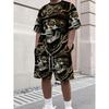Fashion Men's Casual Suit T-shirt Shorts Two-piece Set Summer Simple 3D Printing