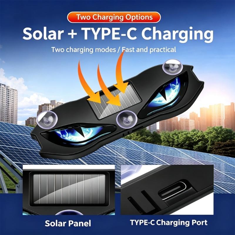 Night Driving Solar LED Warning Light for Cars and Motorcycles, Suction Cup Vehicle Lamp for Parking Visibility Support
