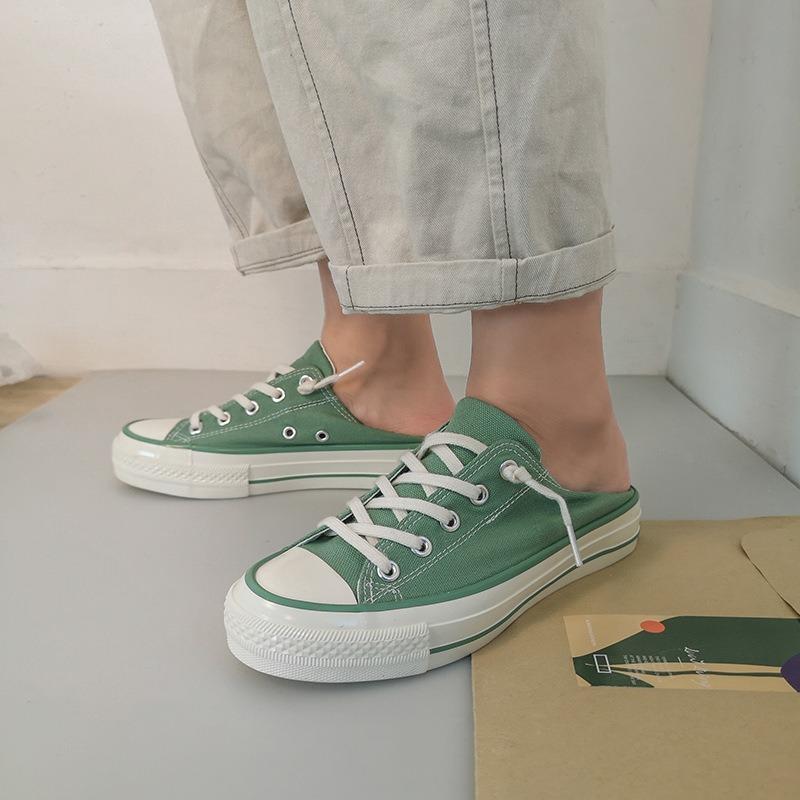 New student one-pedal lazy shoes board shoes retro canvas shoes 116