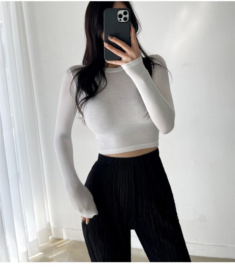 Korean Dongdaemun Trendy Tight Long Sleeve T-shirt: Sexy & Versatile with Big Bust and Waist Display