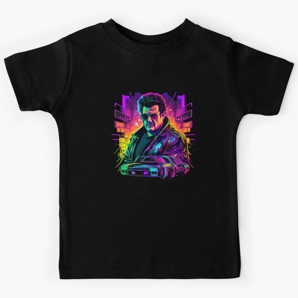 cool johnny with modifed car neon colorful Kids T-Shirt 170