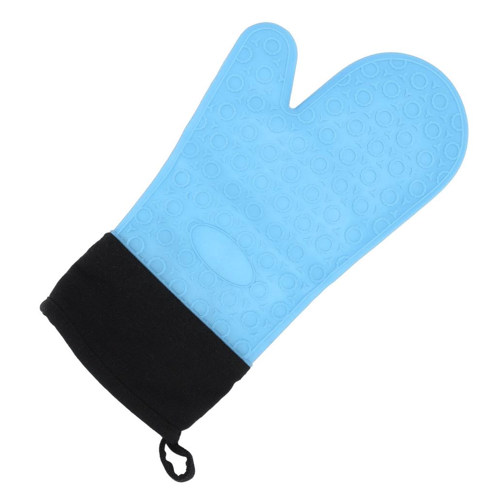 Silikon Topflappen Rutschfest Küchen Backhandschuhe Hochtemperaturbeständig 2 Finger Lang Blau