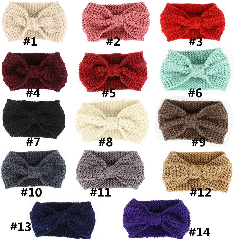 Fashion Winter Warm Women Crochet Headband Solid Color Bow Knot Knitted Ear Warmer Headwrap Hair Band #6