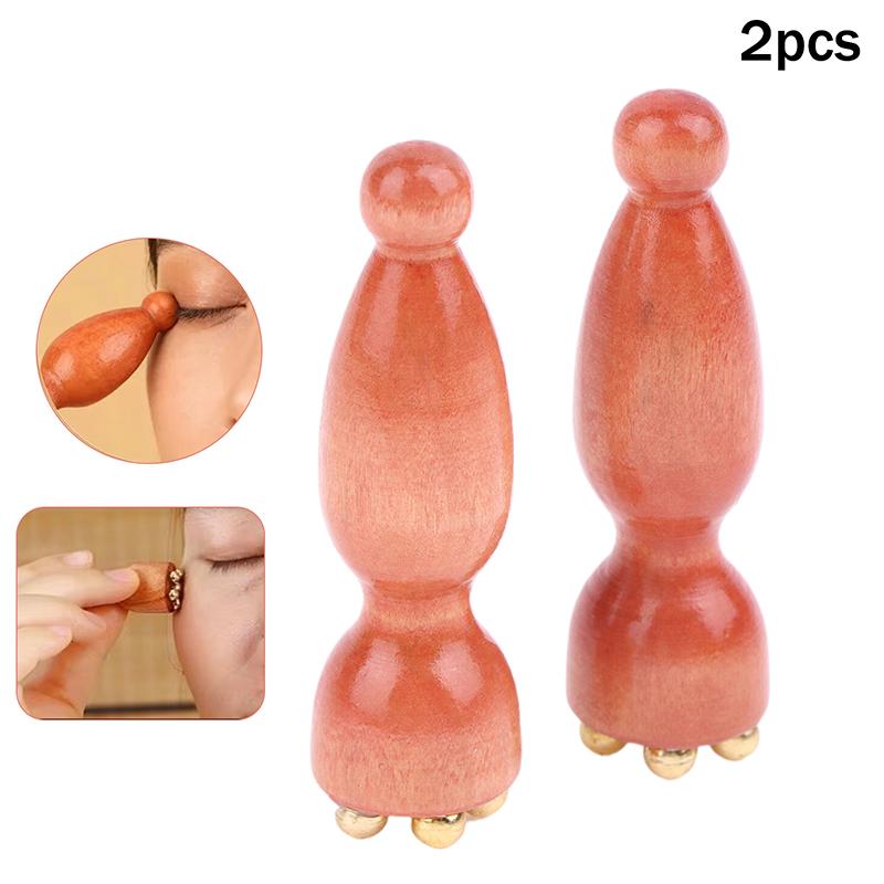 2Pc Handheld Lotus Seedpod Beauty Professional Alloy Rosewood Facial GuaSha Tool Eye Relaxation Spot Meridians Acupoint Massage