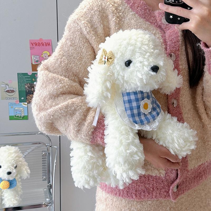 Simulation puppy doll cute teddy dog bib plush toy children's gift grab machine doll wedding