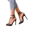 Summer New Thin Strap Foot Ring Buckle Round Head Thin Heel High Heel Sandals Women's Sexy Fashion Sandals