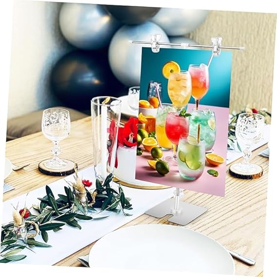 2 Pack T Shaped Adjustable Metal Banner Holder Table Poster Stand Advertising Display Banner Stand Store Counter Poster Stand Table Top Banner Stand