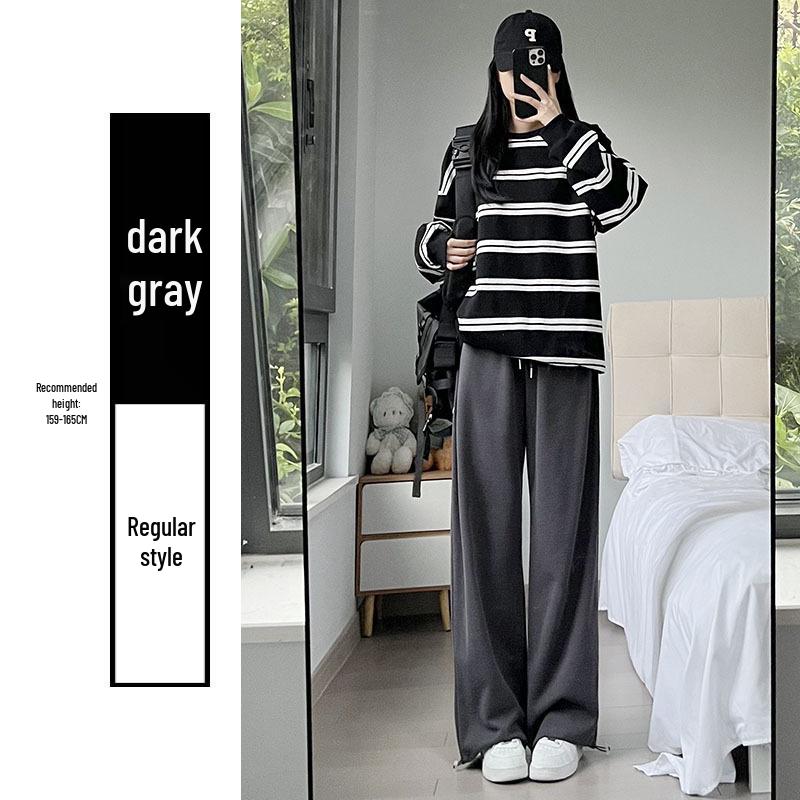 2024 Women's White-Gray High-Waisted Loose Casual Straight-Leg Sweatpants