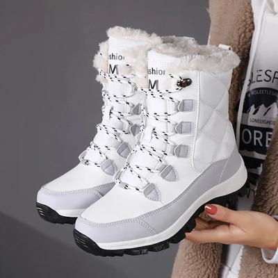 2025 Winter Women'S Platform Snow Boots High Top Plus Velvet Warm Cotton Shoes Outdoor Casual Comfortable Non-Slip Hiking Boots