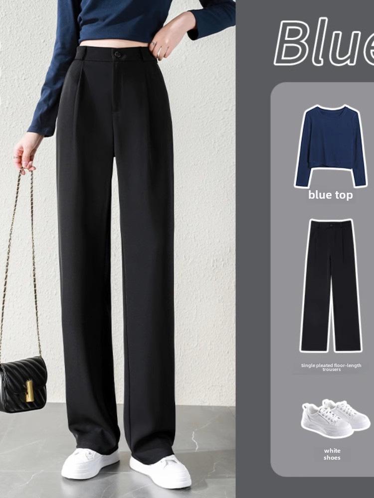 

Женские брюки широкого кроя с высокой талией весна/осень 2024 г. черного цвета 3XL чёрный