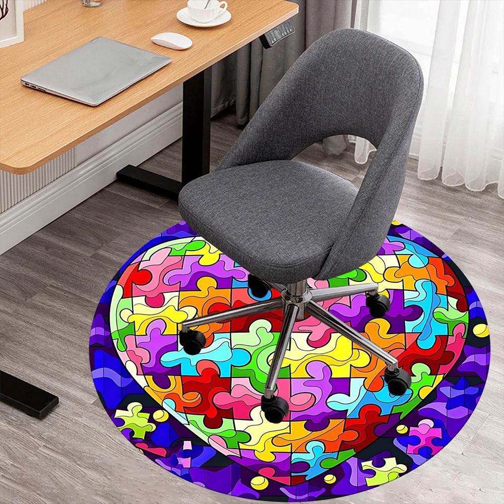 

1pc puzzle heart Round Chair mat Area Rug - Non-Slip, Floor Mat for Office, Bedroom, and Indoor Decor c1125066 80cm by 80cm