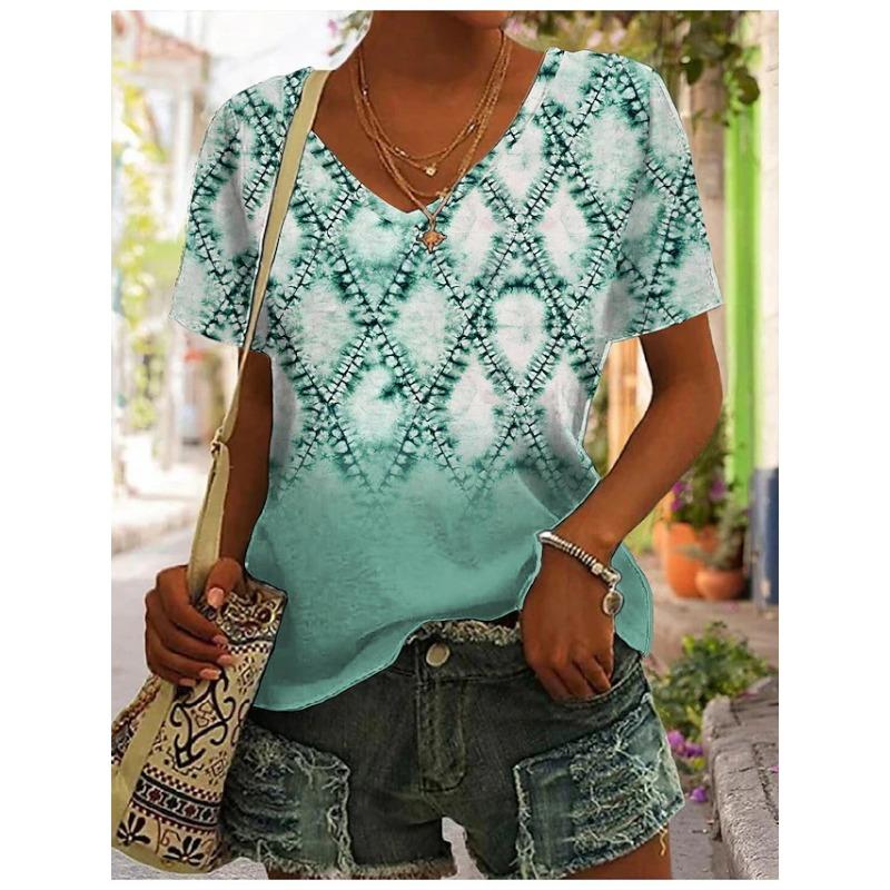Summer 3D Loose Short Sleeved T-shirt, Women's Graffiti Printed Casual Versatile Top T-shirt