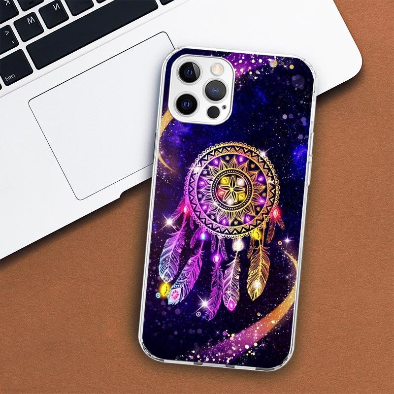 Retro Peří Lapač snů Pouzdro na telefon Pro Apple iPhone 11 12 13 15 14 Pro 7 XR X XS Max 8 Plus + Mini SE Vlastní potisk Měkké C