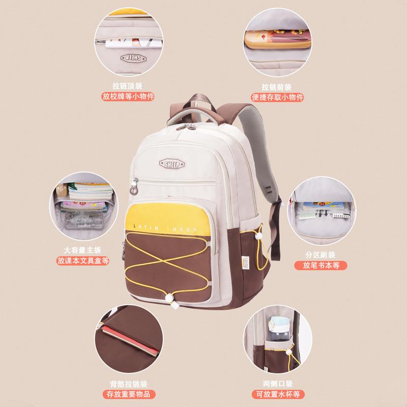 Fashion Schoolbag for Boys and Girls, Junior High School Students, High School Students, Contrasting Colors, Lightweight, Large-capacity Backpack