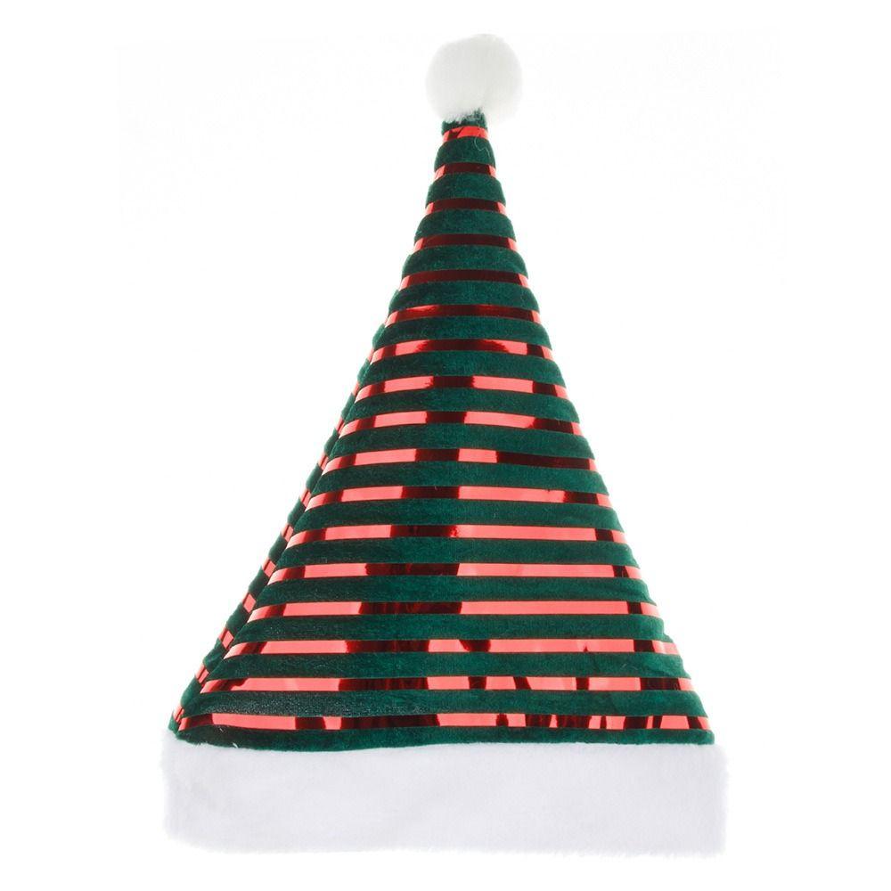 White Fur Trim Santa Caps Shiny Stripes Festive Headwear Classic Christmas Hats  Holiday