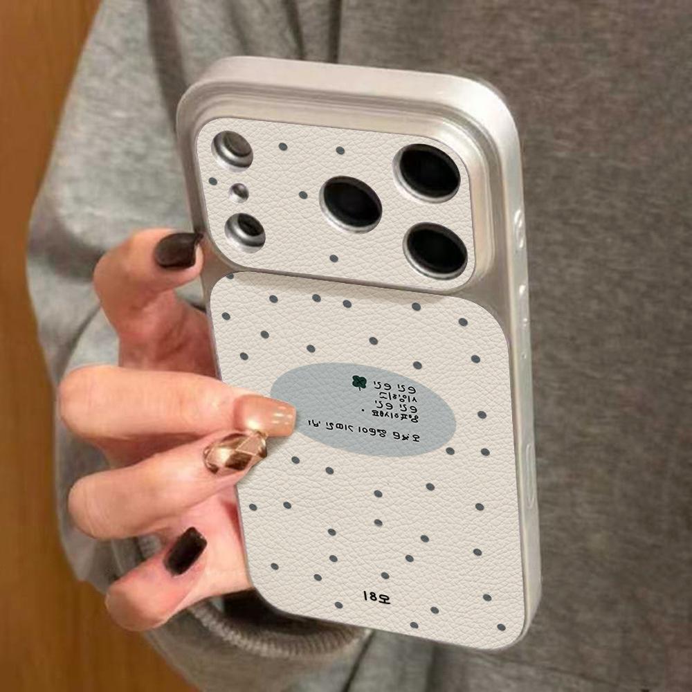 English Small Polka Dot Is Suitable for iPhone17 Soft Case Sticker Leather Mobile Phone Case 15pro/16/13pro Fashion 14pro