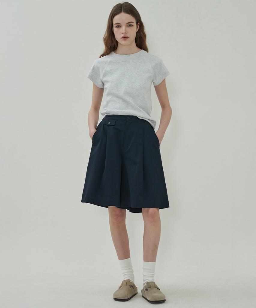 MOTT Button Wide Half Pants - Navy