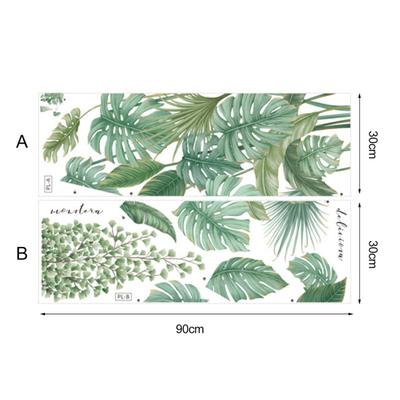 Adhesivo de pared adhesivo de hoja de Monstera Tropical, fondo de sala de estar, 2 uds.