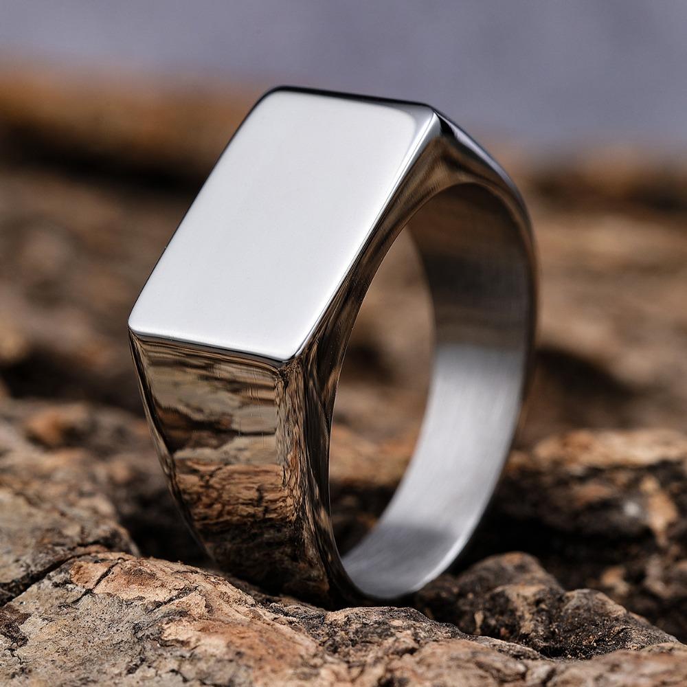 Minimalist Titanium Steel Ring Fashionable Rectangle Mirror Polish Small Niche Jewelry for Women Men