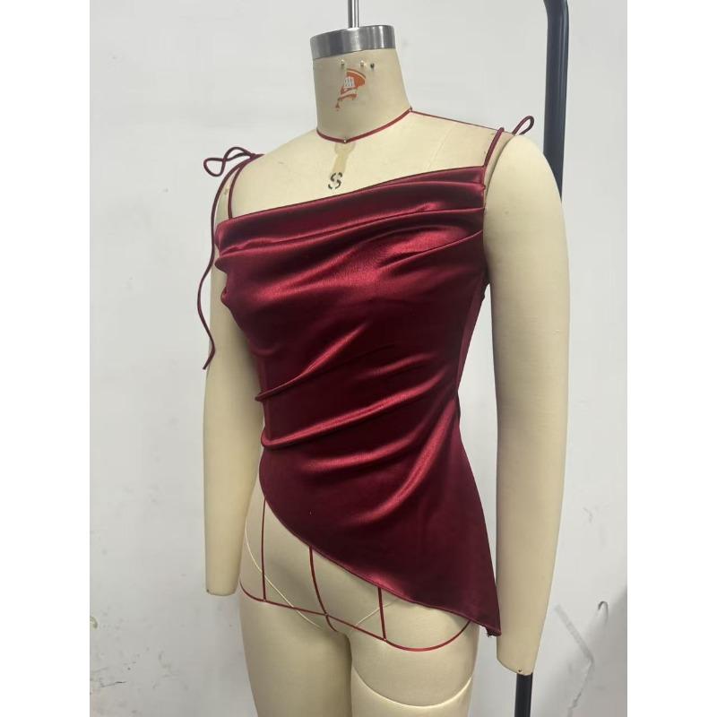 New Women's Sexy Suspender Satin Satin Camisole Top for Women's Outer Wear