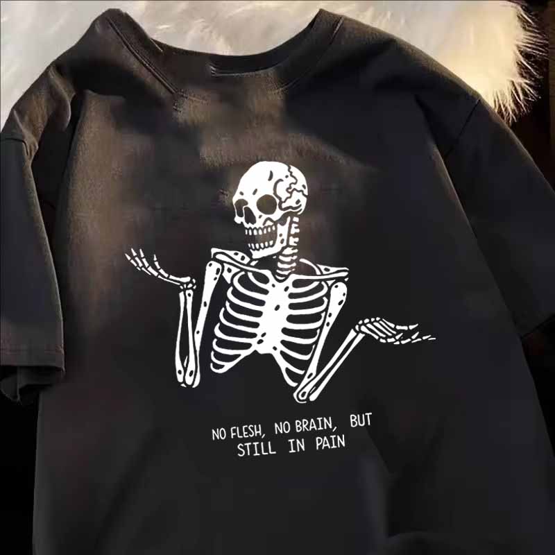 Harajuku Gothic Tops Funny Cartoo Skull Printed Unisex Tshirts Fashion Streetwear Casual Round Neck Short Sleeve Unisex