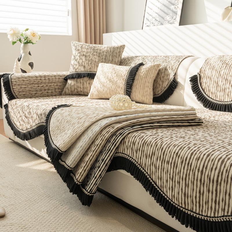 High-Grade Chenille Sofa Cushion, All-Season Non-Slip Sofa Cover Towel, Light Luxury Seat Cushion, Special-Shaped Backrest, Machine Washable