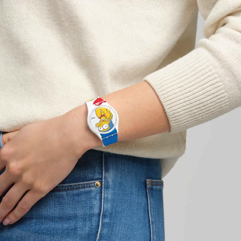 Swatch Quartz Movement 30M Water Resistant Casual Watch 34Mm White Dial Bio-Based Material Case Silicone Strap Women watches SO28Z116