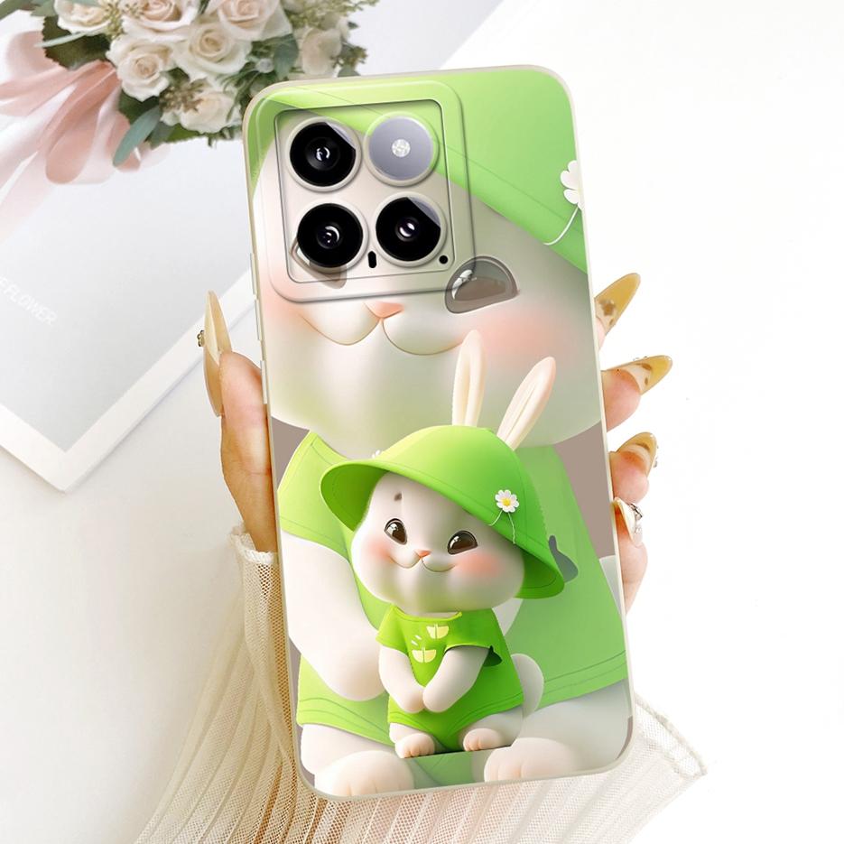 For Xiaomi Mi 14 Pro Case Cute Rabbit Cartoon Cover Shockproof Soft TPU Phone Case For Xiaomi 14 Pro Mi14 Pro 5G Back Cover Bags