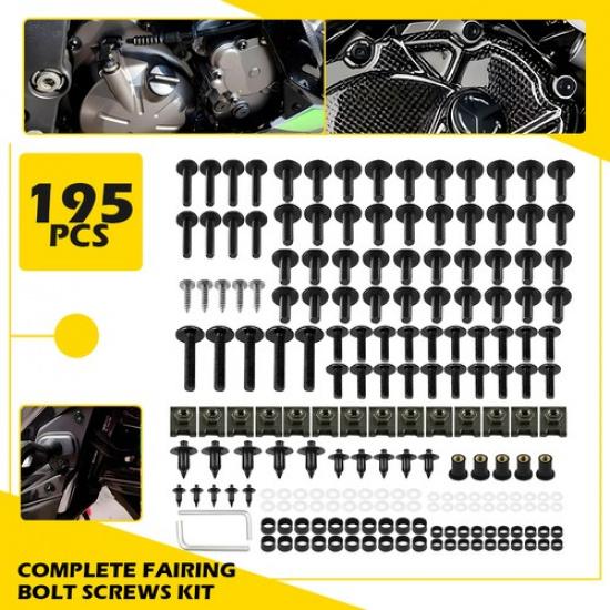 195x Black/Red Fairing Complete Bolt Kit Fasteners Screws for BMW S1000RR S1000R