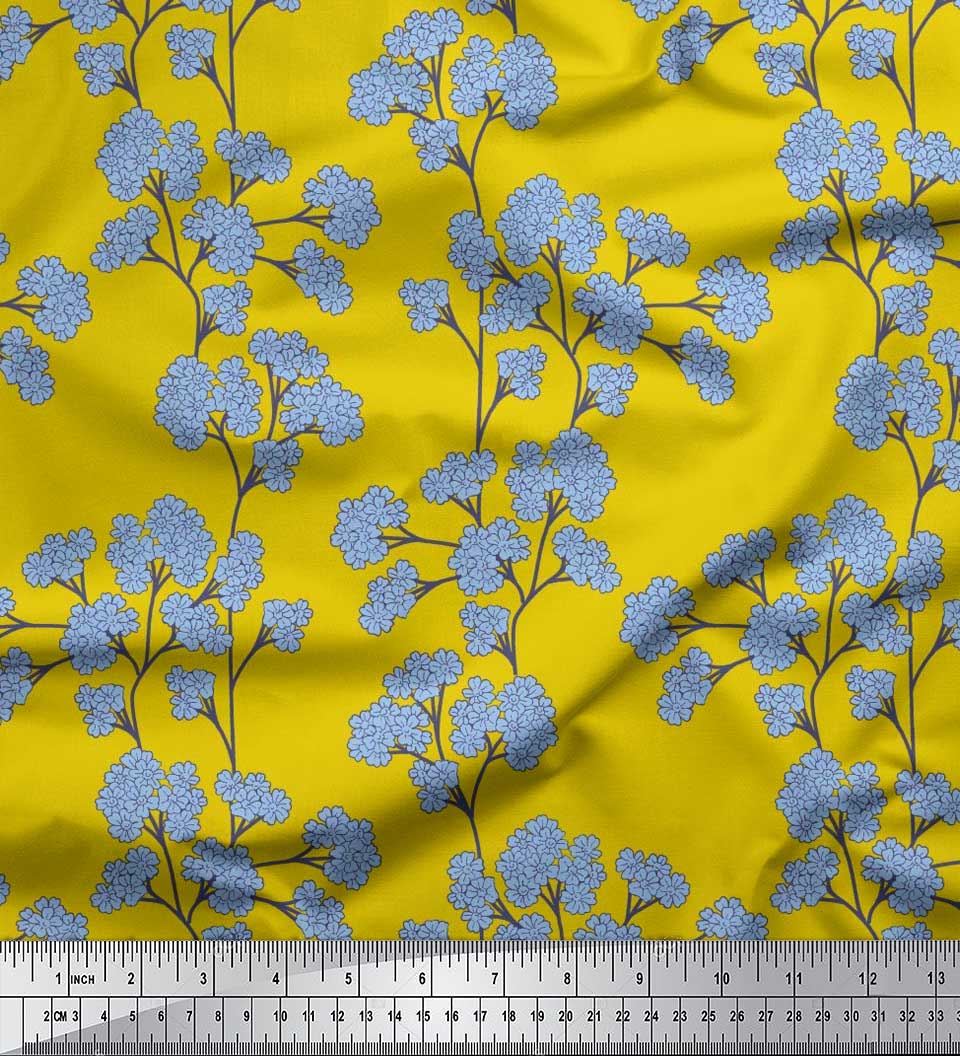 

Тканина Soimoi Poly Crepe Тканина Cinquefoil Floral Print Тканина на метр 42 дюйма 42 Inch Wide - Poly Crepe жовтий