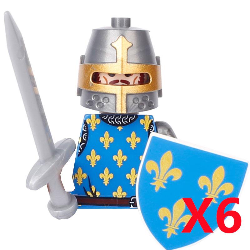 MOC Medieval Knight Castle Figures Building Blocks Weapon Wolf Swordsmen Guard Bow Arrow Shield Flags Warhorse Toys Gifts S002
