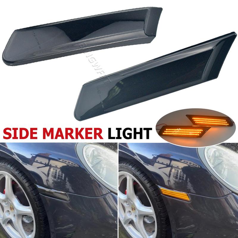 Left+Right For Porsche Boxster 987 (Spyder) Cayman 987 (Sport) 2005-2013 LED Amber Side Marker Turn Signal Light