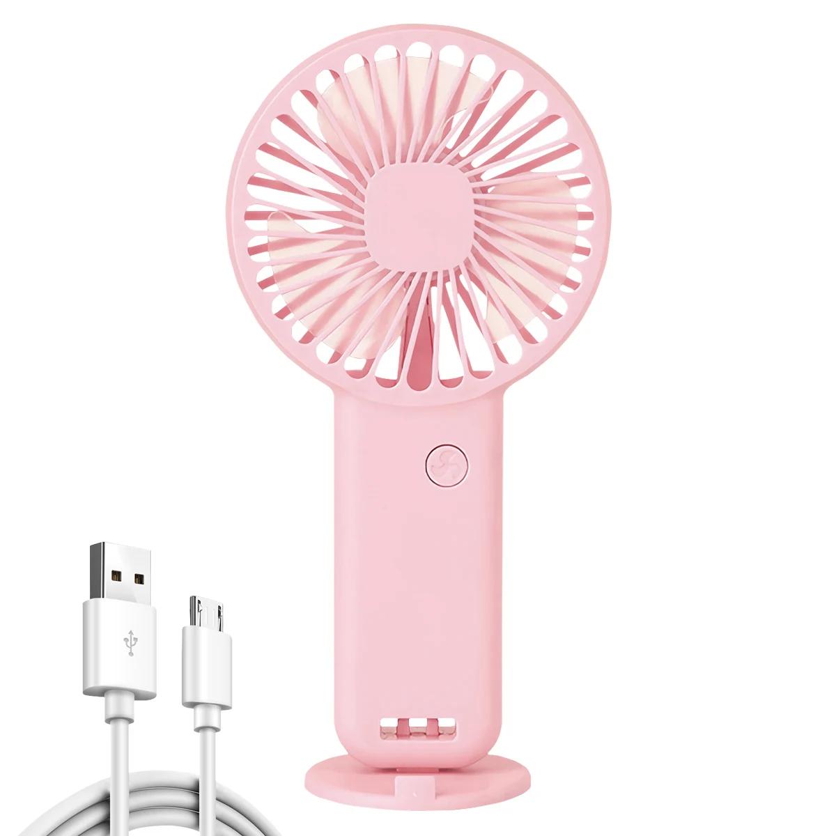 

Портативные мини-вентиляторы 600 мАч USB перезаряжаемые вентиляторы 3 режима с подставкой для телефона для путешествий Макияж с ресницами для детей, девочек, женщин розовый
