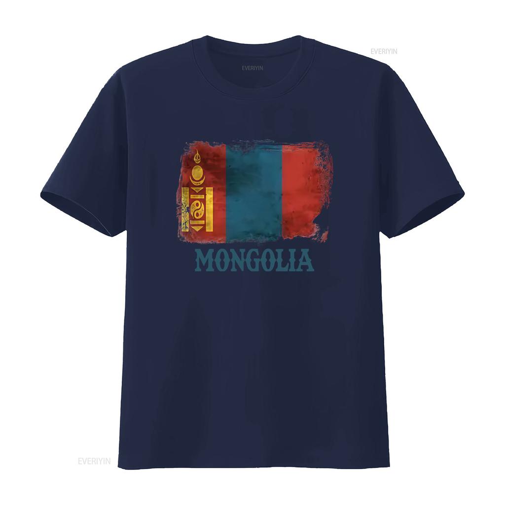 Mongolia Flag T Shirt Asian Country Souvenir Patriotic Design for Proud Mongolians Vintage Washed Unisex Stylish