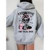 Ladies Spring Autumn Casual Hooded Long Sleeve Big Pocket Halloween Skull Girls Printed Pullover Hoodies Sweatshirt Top