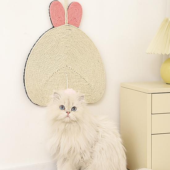 Sisal Cat Scratcher Mat Cartoon Design Cat Scratching Pad with Sticker Tape for Floor Wall To Protect Couch Carpet Furniture