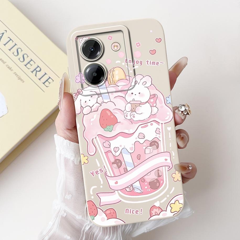 For Xiaomi Poco M7 Pro 5G Case Popular Flower Rabbit Duck Soft Liquid Silicone Cover For Xiaomi Poco M7Pro Capa 2409FPCC4G Coque