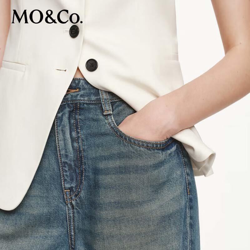 MO&Co. Women's Mid-Rise Straight-Leg Denim Trousers