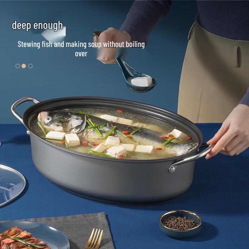 Chuidahuang 39cm Oval Non-stick Steaming Fish Pot