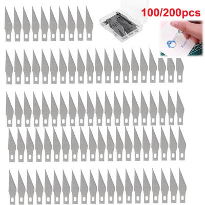 200/100ks Žiletky pro skalpel Sharp Hobby Knife Blades High Carbon Steel Náhradní žiletky pro řemeslný nůž pro umění, Scrapbooking