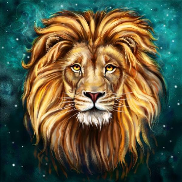 5D DIY Handmade Sewing Supplies Full Square Fierce Lion Round Art Kit Diamond Painting Home Decoration