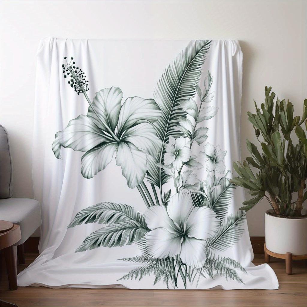 1pc Sdoo Vintage Leaf Floral Print Fleece Blanket - Soft All-Season Cozy Throw for Sofa, Bed, Car, Office & Camping, Mixed Color
