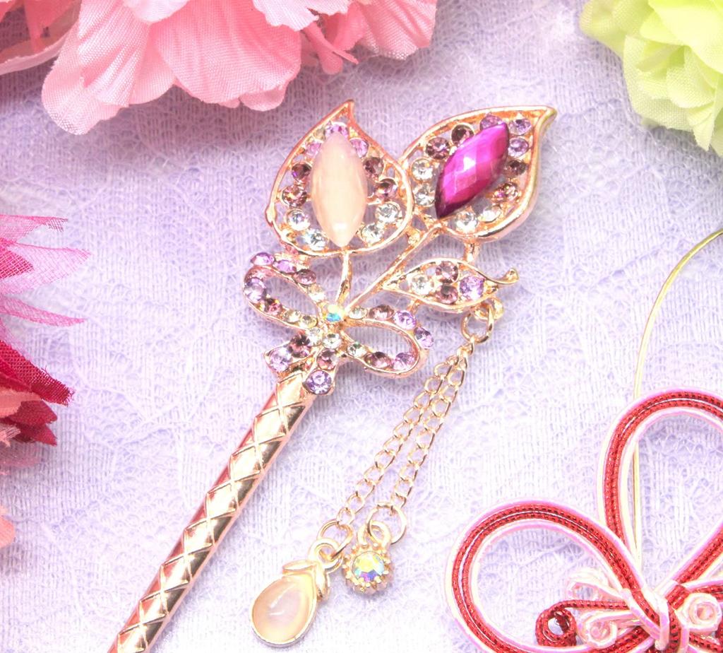 [Miaomyao] Miaomyao Hairpin (Kanzashi) - Single Hair Ornament for Traditional Japanese Clothing (Tomesode, Kimono, Etc.) - Antique Metal Hair