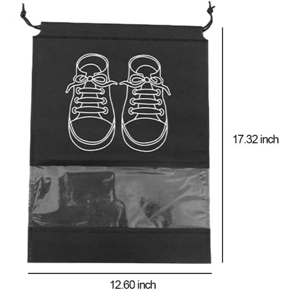 2 Pcs Waterproof Travel Drawstring Shoe Bags, Clear Panel & Sneaker Graphic, Shoe Bags for Packing, Storage, Travel Essentials