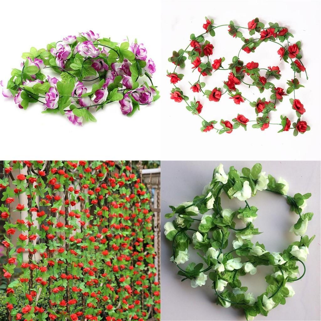 Elegant Floral Garland Fake Silk Rose Artificial Flower Vine For Festive Home Decorations