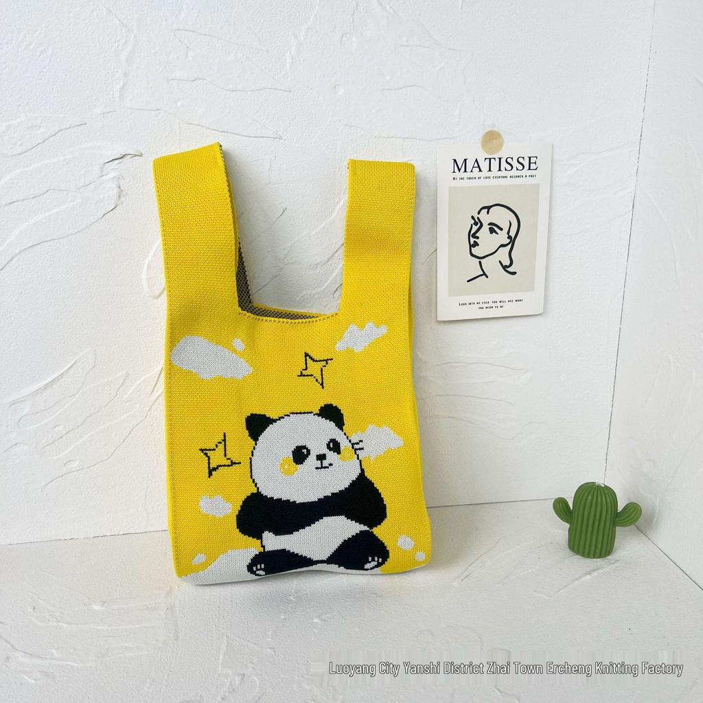Panda Knit Women's Cross-Border Wrist Tote Handbag