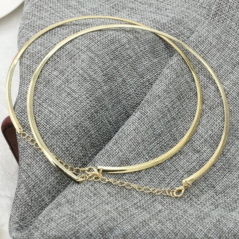 Punk Einfache Runde Kreis Halskette Gold Böhmischen Modeschmuck Übertreibung Metall Hoop Verstellbare Halsketten für Frauen