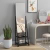 Free Standing Dressing Mirror, Rolling Full Length Mirror on Wheels with Adjustable Angle, Storage Shelves for Bedroom