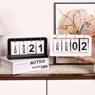 Creativity Wooden Flipping Calendar Desktop Perpetual Calendar Home Gift Decoration Photography Decorative Ornaments